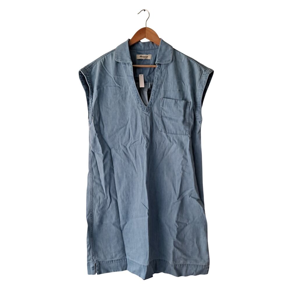 NWT Madewell Denim Tunic Dress Mini Shift Kelleyville Wash Blue Women's Size L - Picture 2 of 14
